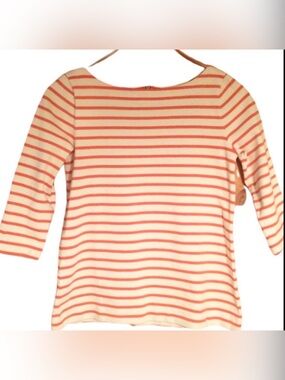 Loft (XS) boatneck orange stripe pullover top